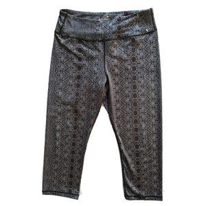 Kyodan Women’s Gray Geometric Print Cropped Athletic Yoga Leggings Size Small